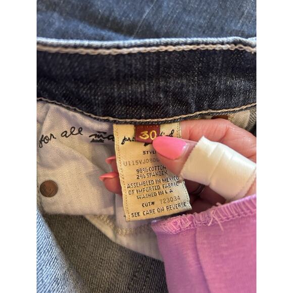 7 For All Mankind DOJO Bootcut Jeans Womens Size 30 Embroidered Pockets Wide Hem - Picture 7 of 9